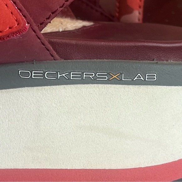 Deckers X Lab Women's Xponent Burgundy Strappy Platform Sandals Hook & Loop - Picture 13 of 14